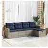 Image de Salon de jardin 5 pcs avec coussins gris résine tressée 3325904