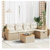 Image de Salon de jardin avec coussins 6 pcs beige résine tressée 3325908