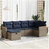 Image de Salon de jardin 6 pcs avec coussins gris résine tressée 3325918