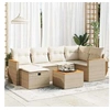 Image de Salon de jardin modulable vidaxl bois massif beige 7 pieces 62 x 62 x 69 cm 2 personnes