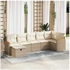 Image de Salon de jardin modulable - Lot de 7 pièces - Bois massif beige - 2 personnes - 1 table fixe extensible, 2 fauteuils, 2 canapés