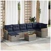 Image de Salon de jardin 8 pcs avec coussins gris résine tressée 3325939