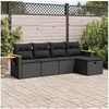 Image de Salon de jardin 5 pcs avec coussins noir résine tressée 3325954