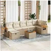 Image de Salon de jardin resine tressee beige 8 pieces x 62 x 69