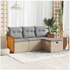Image de Salon de jardin resine tressee beige 4 pieces x 59 x 69 4 personnes