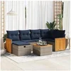 Image de Salon de jardin avec coussins 7 pcs gris résine tressée 3326037