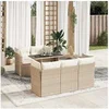 Image de Ensembles canapes. fauteuils et tables de jardin resine tressee beige 6 pieces 5 personnes