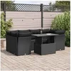 Image de Salon de jardin vidaxl noir 6 personnes 7 pieces 100 x 55 x 73 cm resine tressee