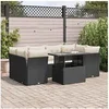 Image de Salon de jardin - Lot de 7 pièces - Résine tressée - Noir - 6 personnes - Table extensible 100 x 55 x 73 cm