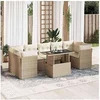 Image de Salon de jardin resine tressee beige 8 pieces 7 personnes