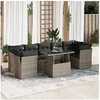 Image de Ensembles canapes. fauteuils et tables de jardin resine tressee gris 8 pieces 7 personnes