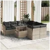 Image de Salon de jardin - Lot de 9 pièces - Résine tressée - Gris - 8 personnes - Table extensible 100 x 55 x 73 cm