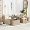 Image de Salon de jardin resine tressee beige 6 pieces 55 x 55 x 73 cm 5 personnes