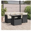 Image de Salon de jardin extensible Pack de 5 pièces noir résine tressée 4 personnes