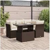 Image de Salon de jardin resine tressee marron 4 personnes 55 x 100 x 73 cm 5 pieces