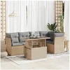 Image de Salon de jardin resine tressee beige 6 pieces 55.0 x 53.0 x 55.0 5 personnes
