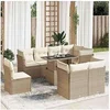 Image de Salon de jardin vidaxl resine tressee beige 8 personnes 55 x 53 x 55 cm 9 pieces