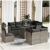 Image de Salon de jardin extensible - Lot de 9 pieces - Resine tressee - 2 personnes - Gris - 100 x 55 x 73 cm