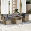 Image de Salon de jardin 8 pieces 7 personnes resine tressee 100.0 x 55 x 73 cm beige