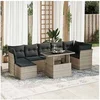 Image de Salon de jardin 8 pieces resine tressee 7 personnes 100.0 x 55 x 73 gris