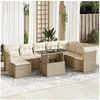 Image de Salon de jardin resine tressee beige 9 pieces 100.0 x 55 x 73 8 personnes