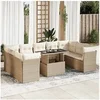 Image de Salon de jardin Vidaxl resine tressee beige 10 pieces 9 personnes