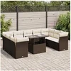 Image de Salon de jardin resine tressee marron 10 pieces 9 personnes