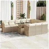Image de Salon de jardin resine tressee beige 11 pieces 10 personnes