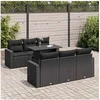Image de Salon de jardin GENERIQUE noir 6 personnes 7 pieces 62 x 65.5 x 69 cm resine tressee