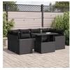Image de Salon de jardin 7 pcs avec coussins noir résine tressée 3326266