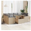 Image de Salon de jardin avec coussins 7 pcs beige résine tressée 3326270