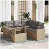 Image de Ensembles canapes. fauteuils et tables de jardin resine tressee beige 6 pieces x 65.5 x 69 5 personnes
