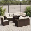 Image de Resine tressee Ensembles canapes. fauteuils et tables de jardin 7 pieces marron 65.5 x 65.5 x 69 9 personnes
