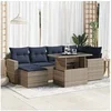 Image de Salon de jardin modulable - Pack de 7 pièces - résine tressée gris