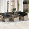 Image de Salon de jardin modulable - Lot de 9 pièces - 8 personnes - Résine tressée - Gris