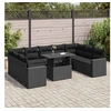 Image de Salon de jardin 10 pieces noir 9 personnes 62 x 65.5 x 69 cm resine tressee