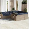 Image de Ensemble de canapés de jardin 11 pcs et coussins rotin acacia 3326392