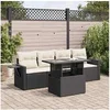 Image de Salon de jardin resine tressee noir 4 personnes 55 x 62 x 69 cm 5 pieces