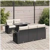 Image de GENERIQUE Salon de jardin modulable 6 pièces - Résine tressée, noir, 5 personnes, table extensible