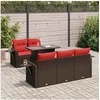 Image de Salon de jardin avec coussins 6 pcs marron résine tressée acacia 3326415