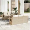 Image de Salon de jardin resine tressee beige 7 pieces 62 x 62 x 69 6 personnes