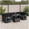 Image de Salon de jardin extensible GENERIQUE - Lot de 8 pièces - 7 personnes - Résine tressée - Noir - Table extensible 100x55x73 cm