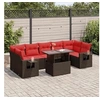 Image de Salon de jardin avec coussins 8 pcs marron résine tressée acacia, ensemble de canapés d'extérieur, salon de jardin, 3326445