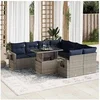 Image de Salon de jardin avec coussins 9 pcs gris résine tressée acacia 3326452
