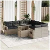 Image de Salon de jardin gris bois massif 9 pieces 62 x 62 x 69 cm 2 personnes