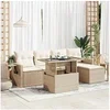 Image de Salon de jardin resine tressee beige 6 pieces 62 x 62 x 69 5 personnes