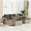 Image de Salon de jardin GENERIQUE 6 pieces resine tressee gris 62 x 62 x 69 cm 5 personnes