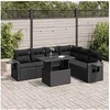 Image de Salon de jardin 7 pcs avec coussins noir résine tressée 3326486