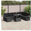 Image de Salon de jardin vidaxl resine tressee 9 pieces noir 55 x 62 x 69 cm 8 personnes