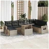 Image de Salon de jardin GENERIQUE gris resine tressee 8 personnes 62 x 62 x 69 cm 9 pieces